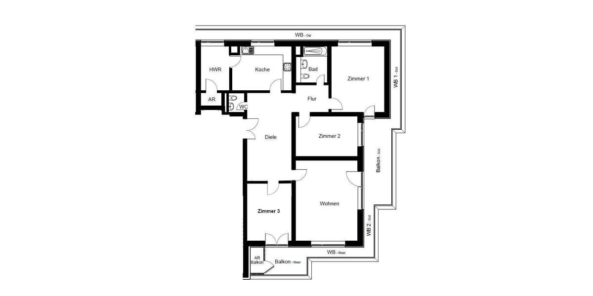 Etagenwohnung Köln Bayenthal - 4 Zimmer, 126 m&sup2;, 1.890&euro; | Angebot:25769471