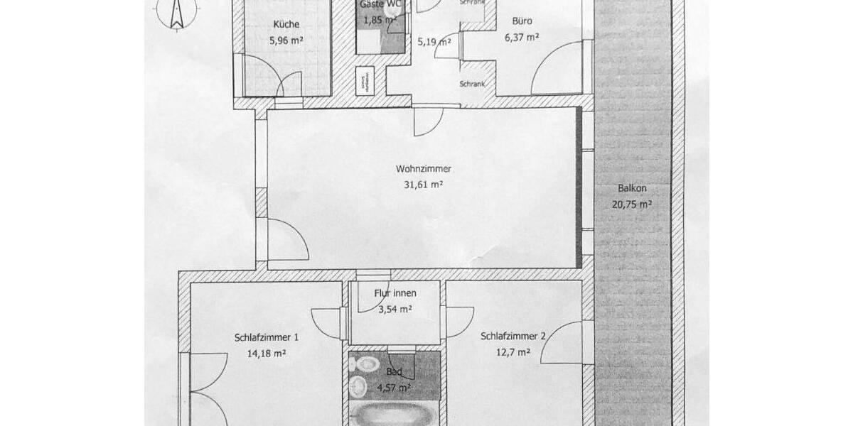 Zimmer Köln Bocklemünd/Mengenich - 3 Zimmer, 96 m&sup2;, 1.445&euro; | Angebot:26036906