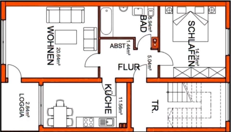 Etagenwohnung Leverkusen - 2 Zimmer, 63 m&sup2;, 850&euro; | Angebot:26008469