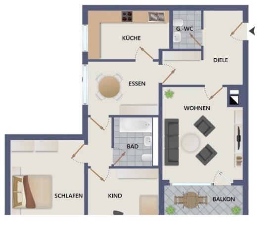 Etagenwohnung Remscheid Remscheid-Süd - 3 Zimmer, 78 m&sup2;, 700&euro; | Angebot:26688519