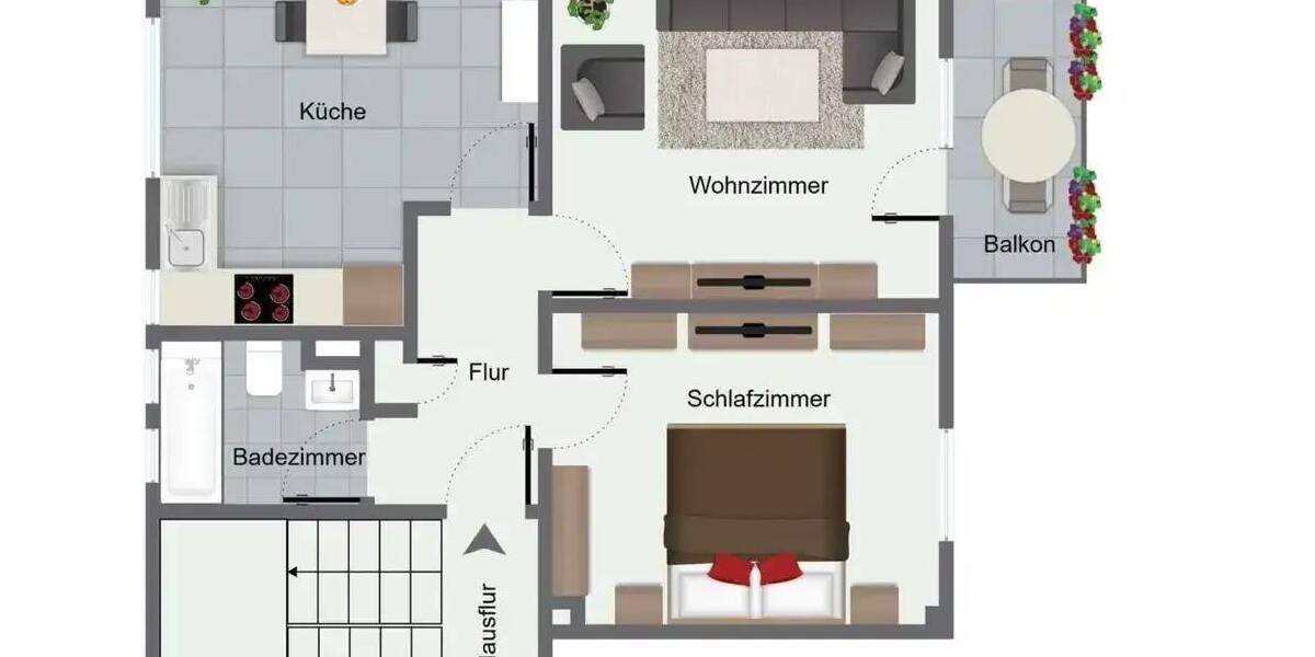 Etagenwohnung Köln Gremberghoven - 2 Zimmer, 62 m&sup2;, 199.000&euro; | Angebot:25703126