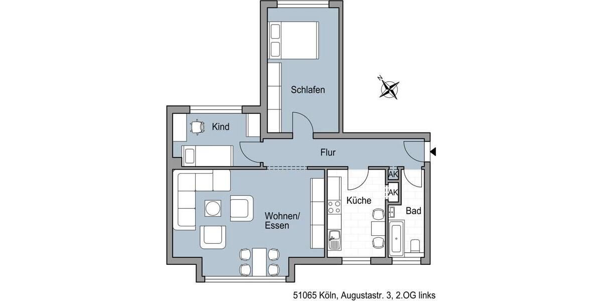 Etagenwohnung Köln Mülheim - 3 Zimmer, 80 m&sup2;, 989&euro; | Angebot:24980718