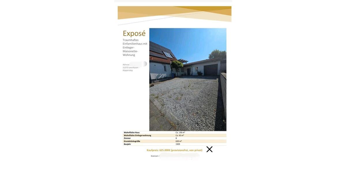 Doppelhaushälfte Leverkusen - 8 Zimmer, 201 m&sup2;, 625.000&euro; | Angebot:27121112