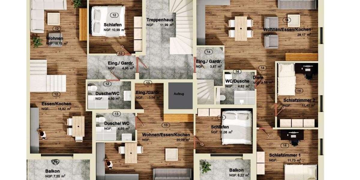 Etagenwohnung Pulheim - 4 Zimmer, 104 m&sup2;, 655.000&euro; | Angebot:23872351