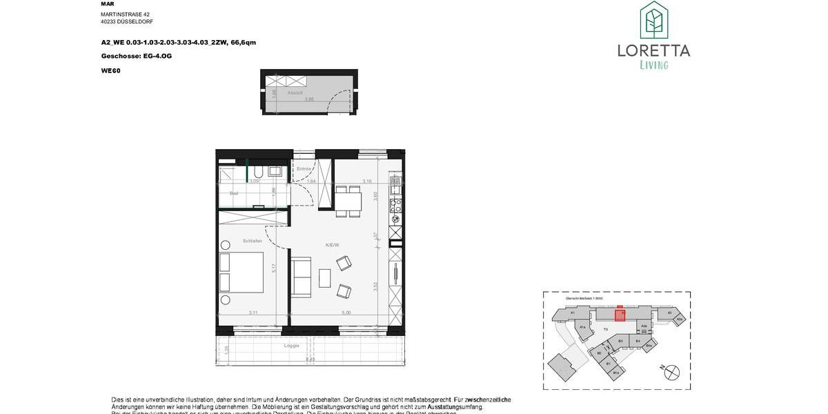 Etagenwohnung Düsseldorf Stadtbezirk 3 - 2 Zimmer, 67 m&sup2;, 1.365&euro; | Angebot:26676581