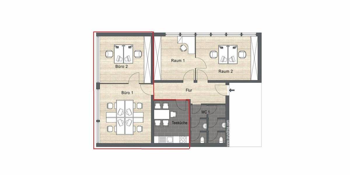 Gewerbeobjekt Bergisch Gladbach Kippekausen - 2 Zimmer, 50 m&sup2;, 400&euro; | Angebot:26672267