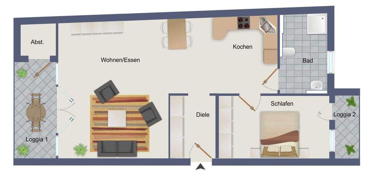 Etagenwohnung Jüchen - 2 Zimmer, 74 m&sup2;, 219.000&euro; | Angebot:25768943