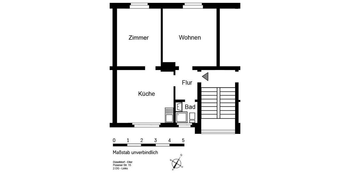 Etagenwohnung Düsseldorf Stadtbezirk 8 - 2 Zimmer, 55 m&sup2;, 628&euro; | Angebot:26244608