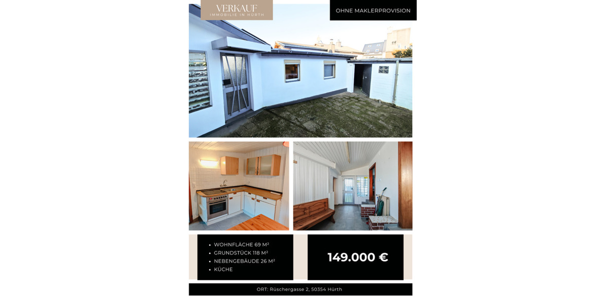 Einfamilienhaus Leverkusen Schlebusch - 3 Zimmer, 69 m&sup2;, 149.000&euro; | Angebot:20718790