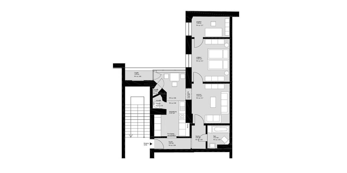 Etagenwohnung Köln Riehl - 3 Zimmer, 64 m&sup2;, 449.000&euro; | Angebot:26712740
