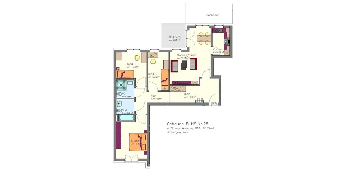 Etagenwohnung Düsseldorf Flingern Süd - 4 Zimmer, 99 m&sup2;, 1.750&euro; | Angebot:26620051