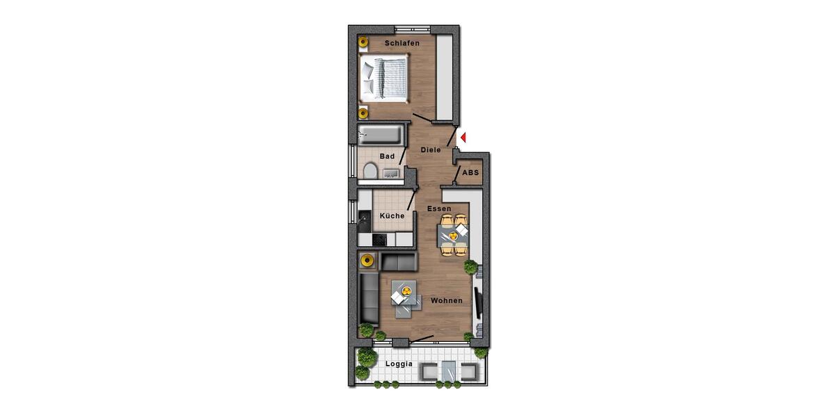 Etagenwohnung Langenfeld (Rheinland) - 2 Zimmer, 49 m&sup2;, 580&euro; | Angebot:25131707