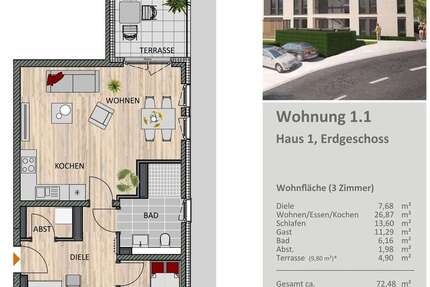 Wohnung Bergisch Gladbach - 3 Zimmer, 72 m&sup2;, 424.900&euro; | Angebot:20987400