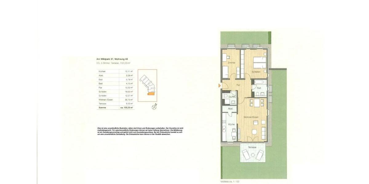Erdgeschoßwohnung Düsseldorf Stadtbezirk 7 - 3 Zimmer, 101 m&sup2;, 2.002&euro; | Angebot:26442286
