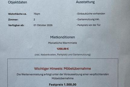 Wohnung Meerbusch - 3 Zimmer, 75 m&sup2;, 1.250&euro; | Angebot:26521313