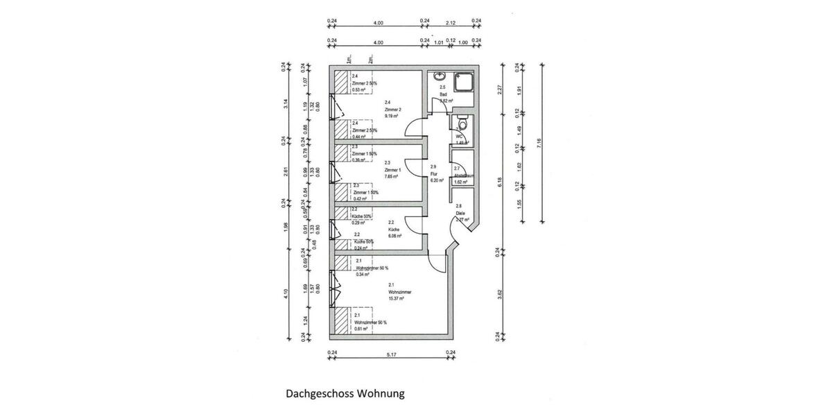 Dachgeschoßwohnung Frechen - 3 Zimmer, 57 m&sup2;, 205.200&euro; | Angebot:26040921