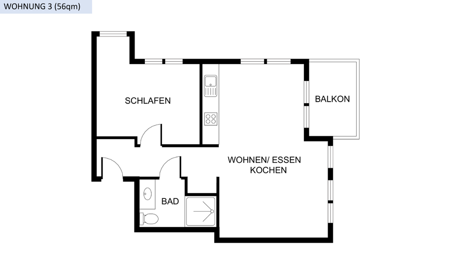 Etagenwohnung Bergisch Gladbach Paffrath - 2 Zimmer, 56 m&sup2;, 930&euro; | Angebot:25794764