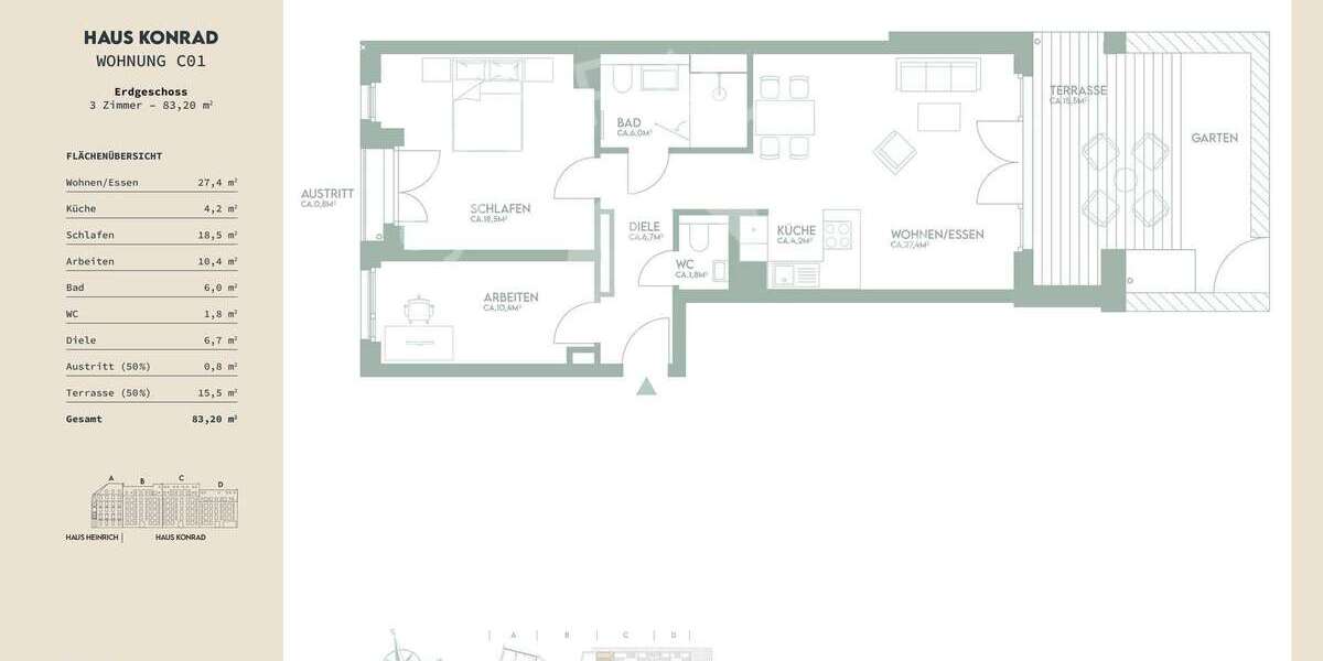 Etagenwohnung Düsseldorf Stadtbezirk 2 - 3 Zimmer, 84 m&sup2;, 762.300&euro; | Angebot:22840871