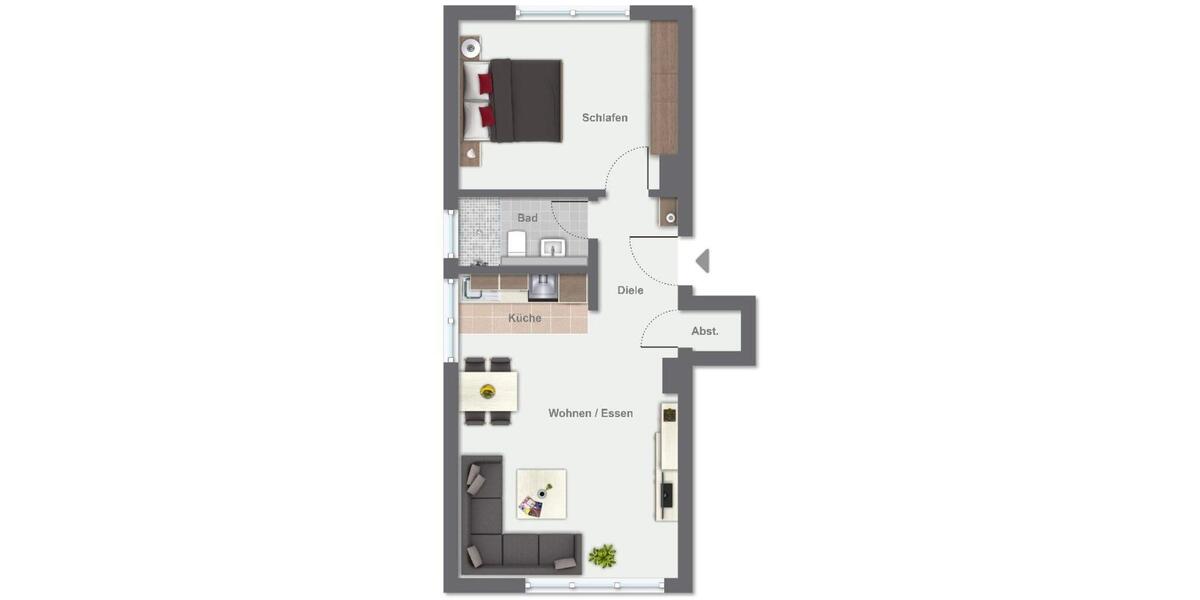 Erdgeschoßwohnung Leverkusen Bürrig - 2 Zimmer, 52 m&sup2;, 650&euro; | Angebot:26616655