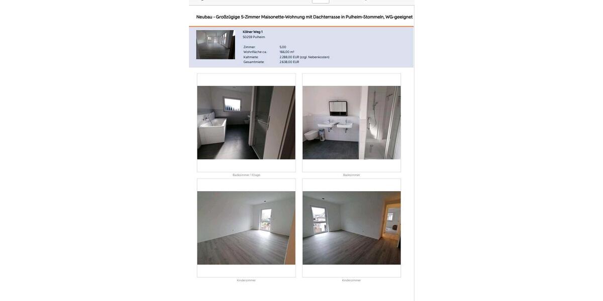 Maisonettenwohnung Pulheim - 5 Zimmer, 166 m&sup2;, 2.638&euro; | Angebot:26149303