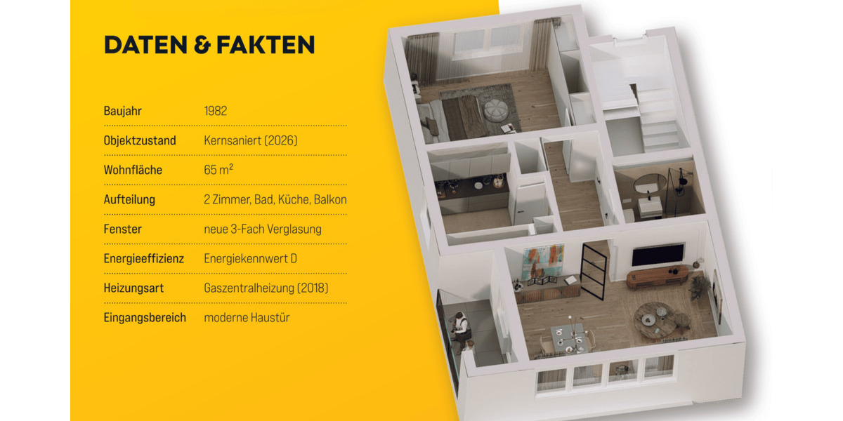 Etagenwohnung Köln Altstadt-Süd - 2 Zimmer, 65 m&sup2;, 399.000&euro; | Angebot:26714606