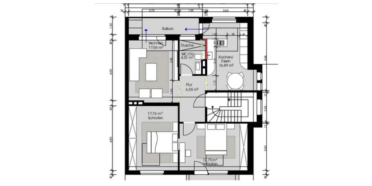 Etagenwohnung Köln Deutz - 3 Zimmer, 80 m&sup2;, 1.700&euro; | Angebot:26703150