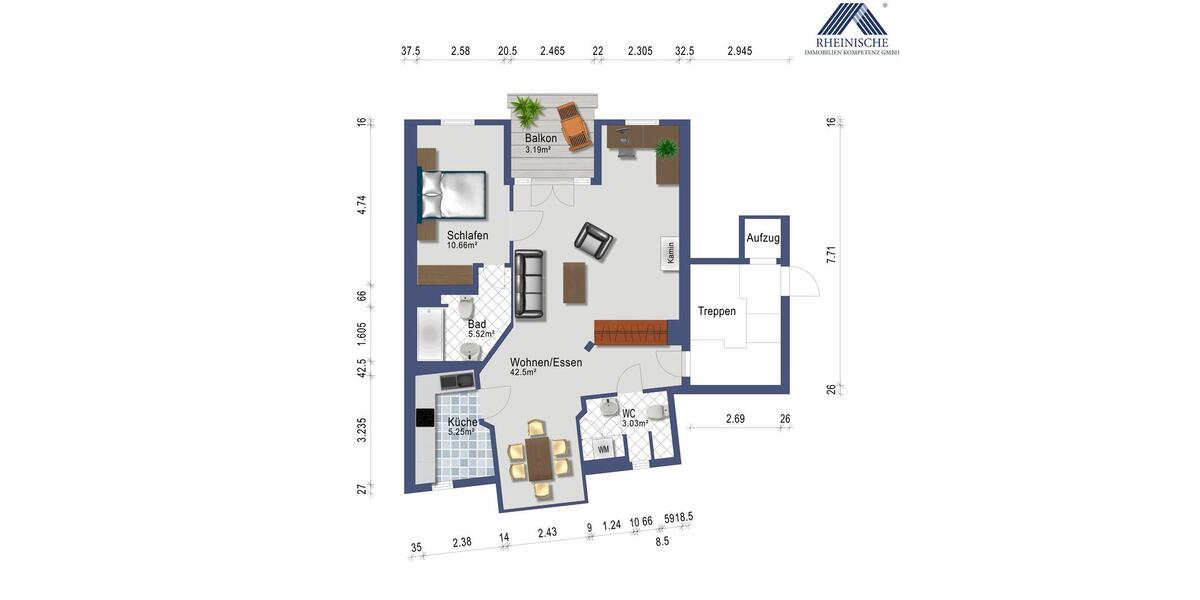 Etagenwohnung Düsseldorf - 2 Zimmer, 71 m&sup2;, 1.600&euro; | Angebot:24827333