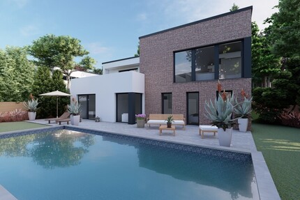 Architektenvilla am Waldrand - Bauhausbungalow mit Dachterrasse, Doppelgarage und exklusiver Privatsphäre - Haus Bensberg Bensberg | Angebot:26066161