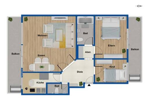 Etagenwohnung Düsseldorf Flingern Süd - 3 Zimmer, 88 m&sup2;, 1.250&euro; | Angebot:26725187