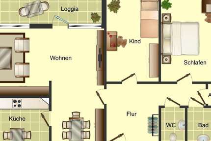 Wohnung Düsseldorf Garath - 3 Zimmer, 84 m&sup2;, 839&euro; | Angebot:25915666
