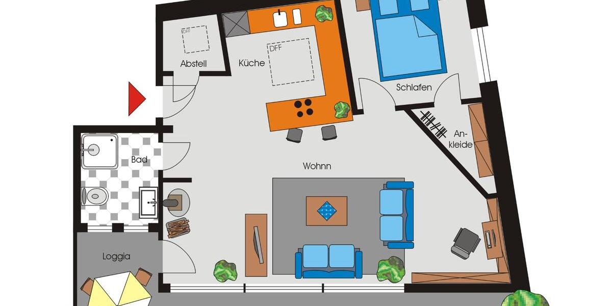 Etagenwohnung Köln Porz - 2 Zimmer, 65 m&sup2;, 1.700&euro; | Angebot:25891418