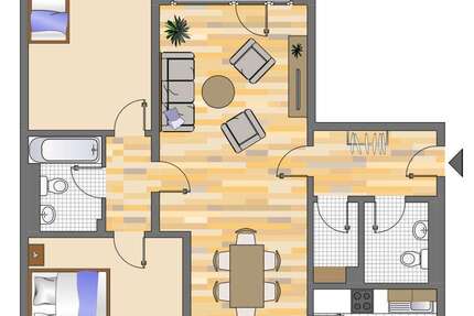 Wohnung Düsseldorf Hassels - 3 Zimmer, 81 m&sup2;, 1.019&euro; | Angebot:25915572