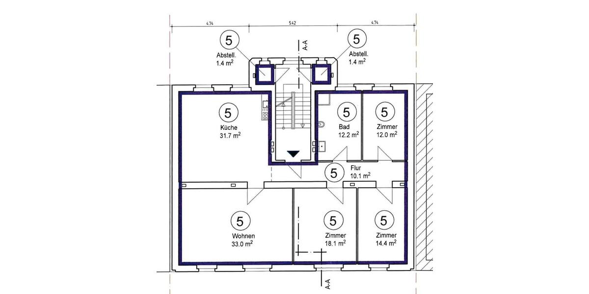 Etagenwohnung Düsseldorf Stadtbezirk 6 - 5 Zimmer, 132 m&sup2;, 470.000&euro; | Angebot:26414899