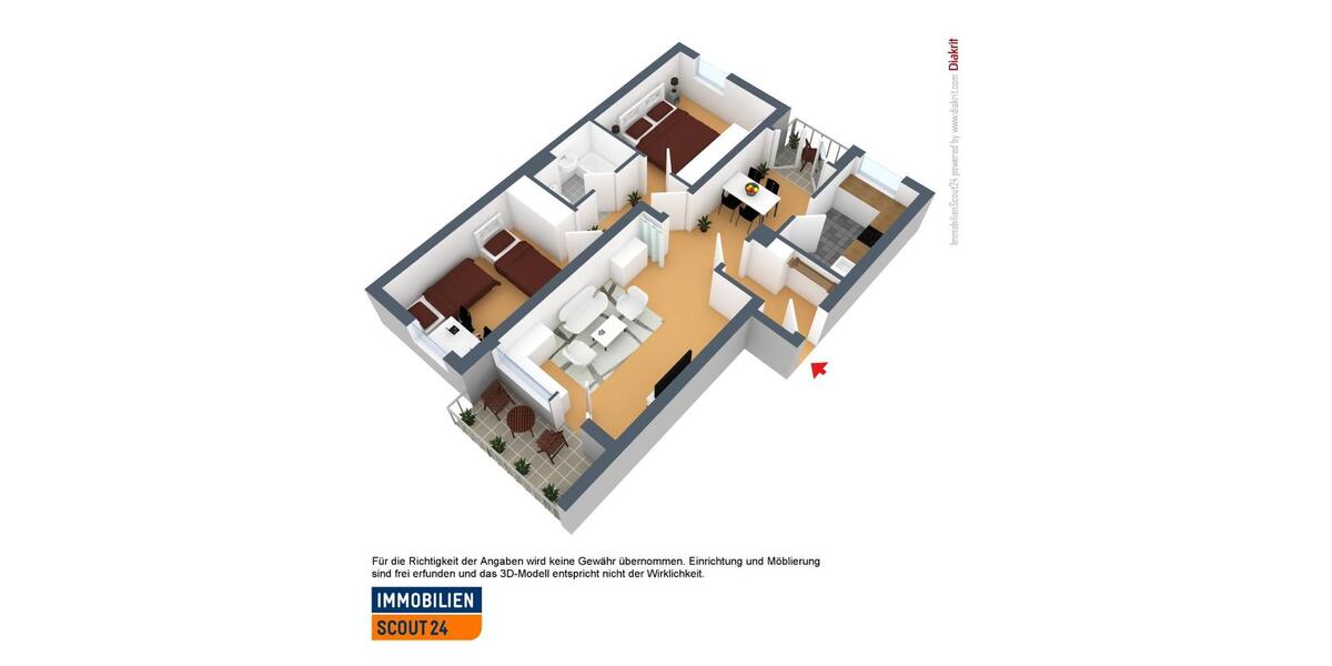Etagenwohnung Solingen - 3 Zimmer, 73 m&sup2;, 779&euro; | Angebot:24489867