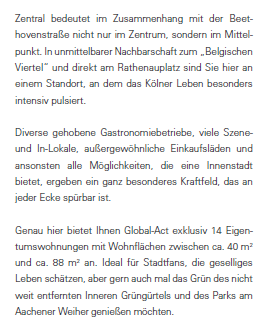 Erdgeschoßwohnung Köln Innenstadt - 3 Zimmer, 55 m&sup2;, 349.000&euro; | Angebot:9060077