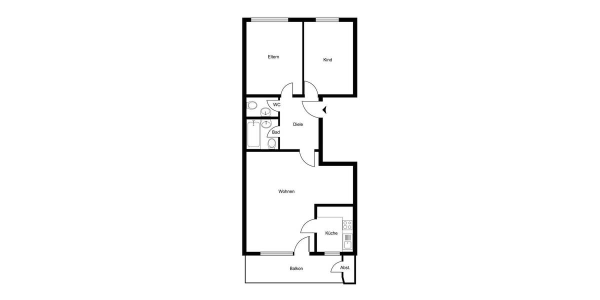 Etagenwohnung Düsseldorf Eller - 3 Zimmer, 75 m&sup2;, 295.000&euro; | Angebot:25687881